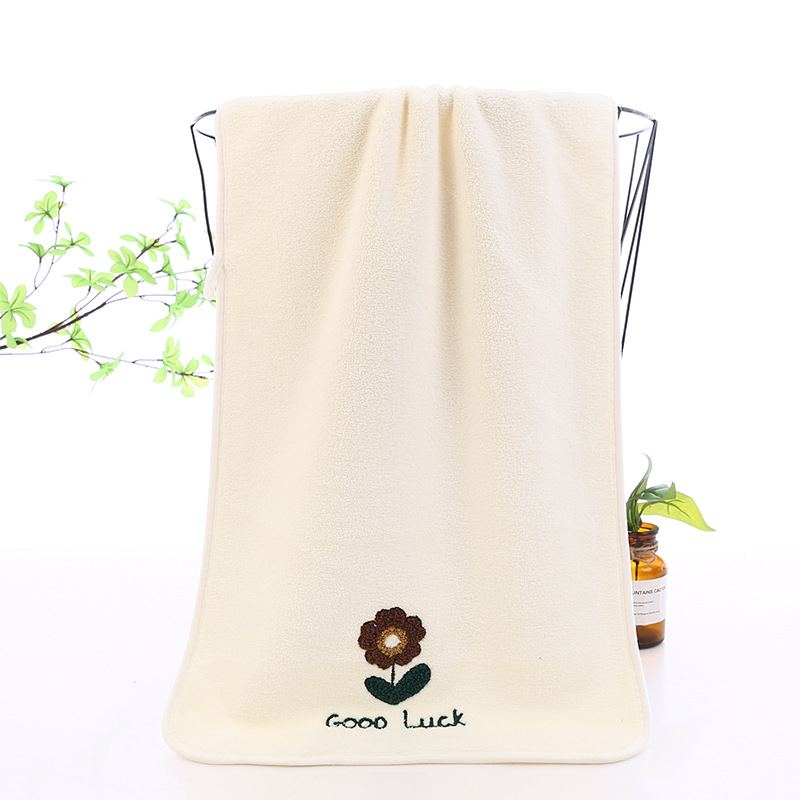 Ručnik za lice s izvezenim rubom i motivom sretnog cvijeta, koralni flis, 100d vlakno, 200 g ili više, proizvodni proces: vez, obrub, izrezani velur