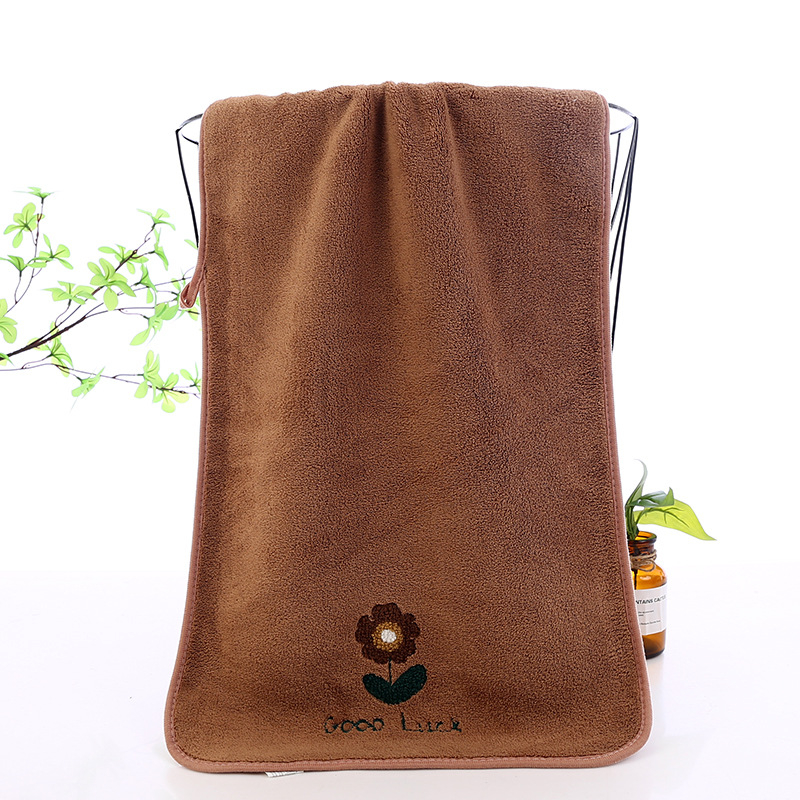 Ručnik za lice s izvezenim rubom i motivom sretnog cvijeta, koralni flis, 100d vlakno, 200 g ili više, proizvodni proces: vez, obrub, izrezani velur