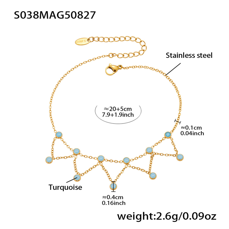 Женска гривна с множество висулки, мотив злоокото око, неръждаема стомана, позлата 18K, кристални акценти