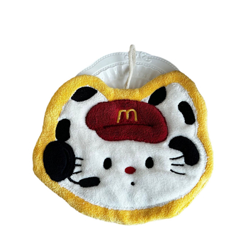 Ručni ručnik s motivom mačke, viseći kuhinjski dizajn, koralni flis, izvezeno prilagođavanje, 120D pređa