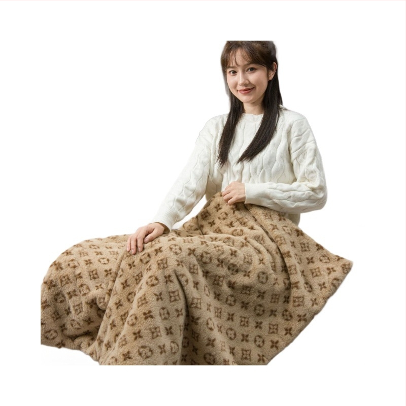 Elektriskā sega, 100% poliesters, četrlapu laimes raksts pūkains, noņemams un mazgājams, ziemas lietošanai, pielāgojama