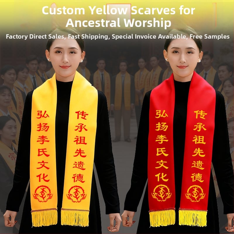 Satenski šal s ušivenim logom, za sve sezone, srednje duljine, svestran