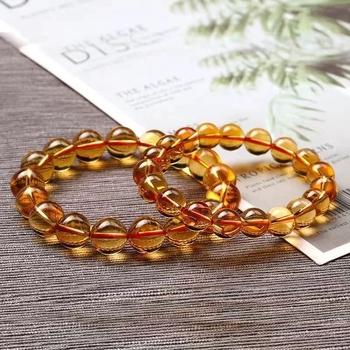 Rokassprādze ar citrīna kristāla pērlēm, dabīgs stils, 2025. gada pavasara izlase, masu iepakojums