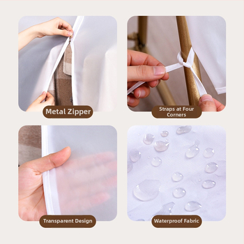 Põrandal seisev läbipaistev riide tolmukaitsekatt, PEVA, tolmukindel ja niiskuskindel, pestav ja kokkupandav