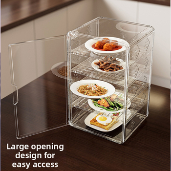 Yunjian ράφι αποθήκευσης κουζίνας με μονωμένο πολύεπίπεδο αφαιρούμενο κάλυμμα τροφίμων — πλαστικό, μοντέρνος απλός σχεδιασμός, πολυλειτουργικό και ανθεκτικό στη σκόνη