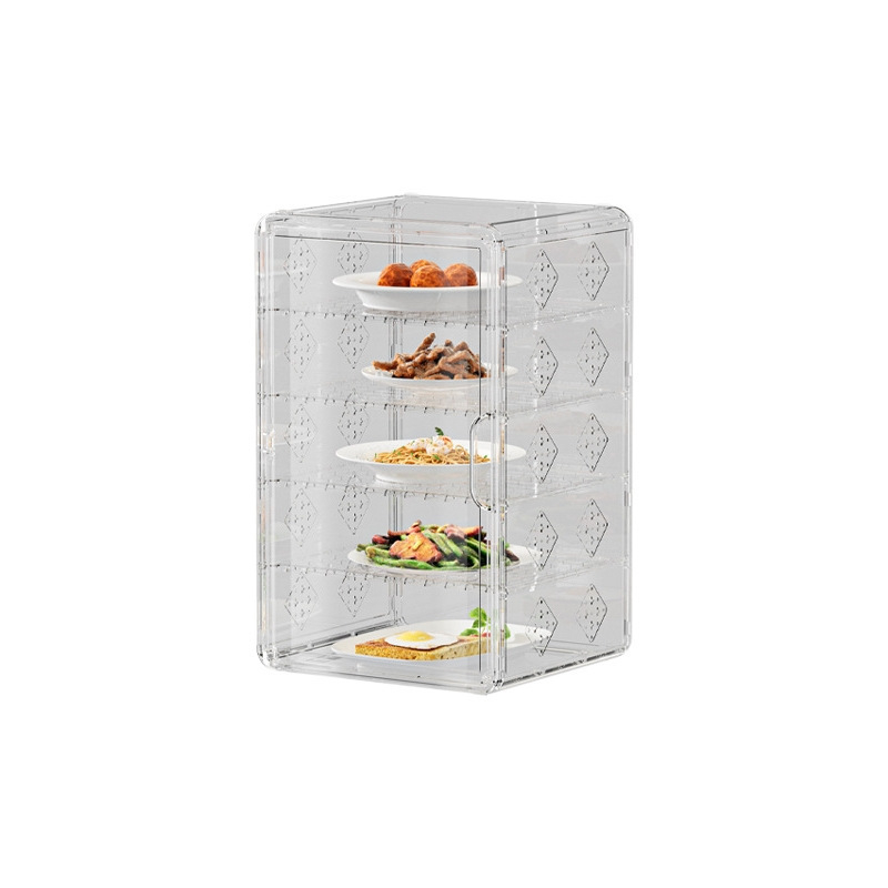 Yunjian ράφι αποθήκευσης κουζίνας με μονωμένο πολύεπίπεδο αφαιρούμενο κάλυμμα τροφίμων — πλαστικό, μοντέρνος απλός σχεδιασμός, πολυλειτουργικό και ανθεκτικό στη σκόνη