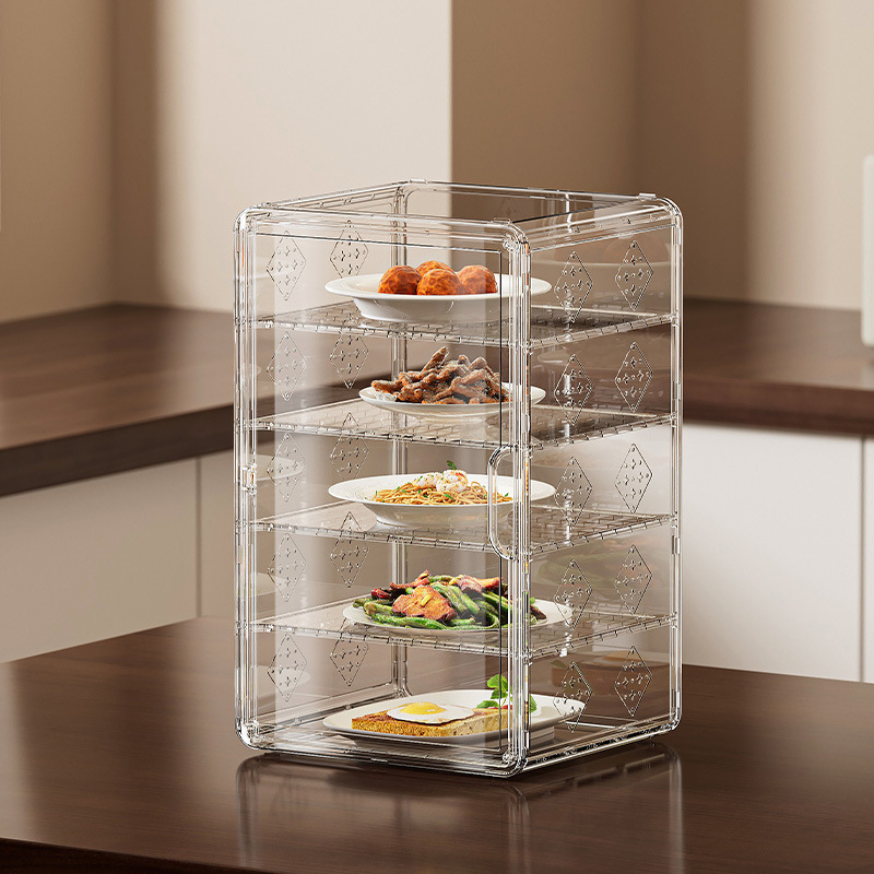 Yunjian ράφι αποθήκευσης κουζίνας με μονωμένο πολύεπίπεδο αφαιρούμενο κάλυμμα τροφίμων — πλαστικό, μοντέρνος απλός σχεδιασμός, πολυλειτουργικό και ανθεκτικό στη σκόνη