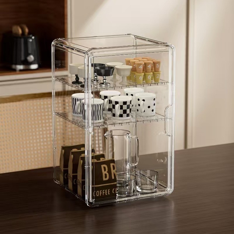 Yunjian ράφι αποθήκευσης κουζίνας με μονωμένο πολύεπίπεδο αφαιρούμενο κάλυμμα τροφίμων — πλαστικό, μοντέρνος απλός σχεδιασμός, πολυλειτουργικό και ανθεκτικό στη σκόνη