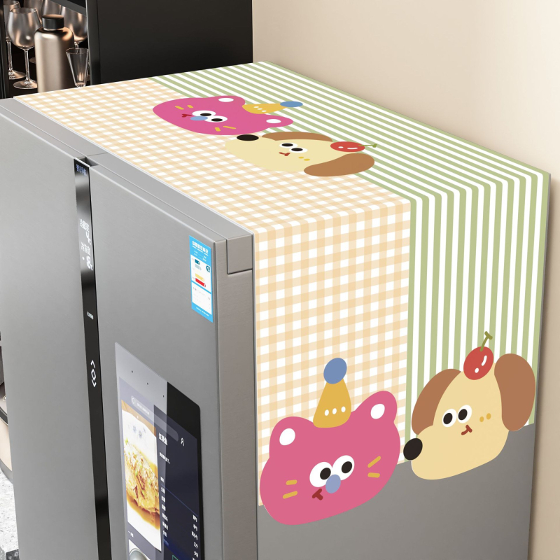 Карикатурна покривка за хладилник – универсална покривка за домакински уреди, изработена от плат, персонализирана, марка Lifelike Home Furnishings
