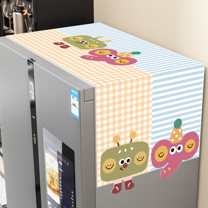 Карикатурна покривка за хладилник – универсална покривка за домакински уреди, изработена от плат, персонализирана, марка Lifelike Home Furnishings