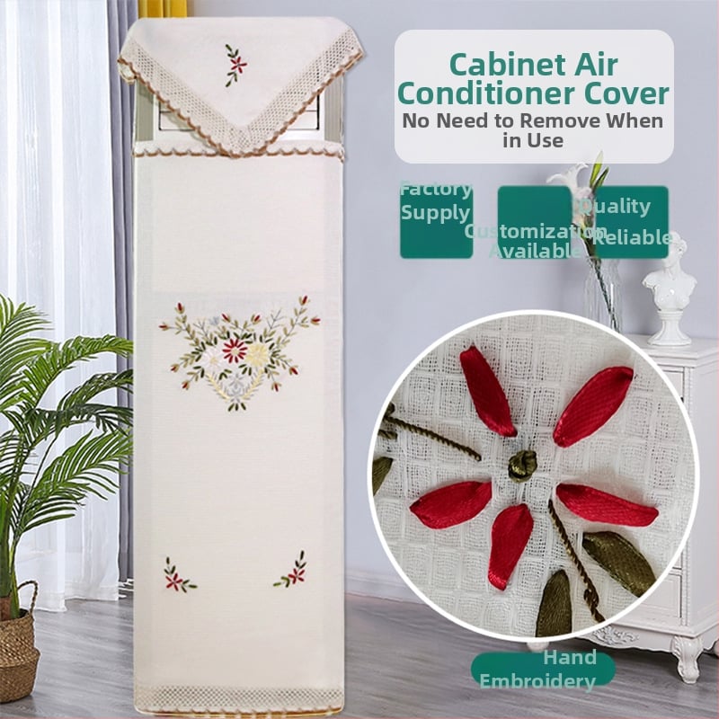 Калъф за климатик с бродирана лента, вертикален стил, пълен калъф, който остава на място при включване; Материал: полиестер-памук; Тъкан: 100% полиестер; Дантела: 50% памук, 50% полиестер; Персонализиране: да; Стил: модерен минимализъм
