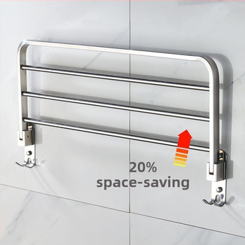 Vienslāņu dvieļu plaukts vannas istabai, nerūsējošais tērauds 304, sienas piestiprināšana, bez urbuma