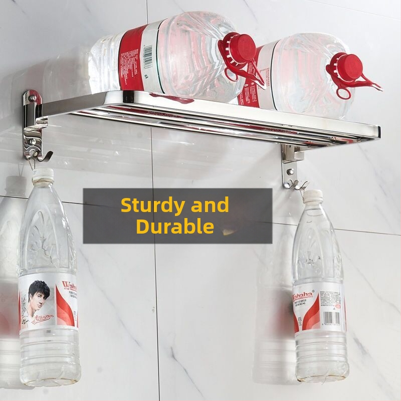 Vienslāņu dvieļu plaukts vannas istabai, nerūsējošais tērauds 304, sienas piestiprināšana, bez urbuma