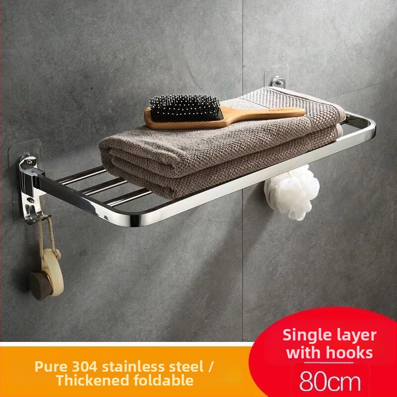 Vienslāņu dvieļu plaukts vannas istabai, nerūsējošais tērauds 304, sienas piestiprināšana, bez urbuma