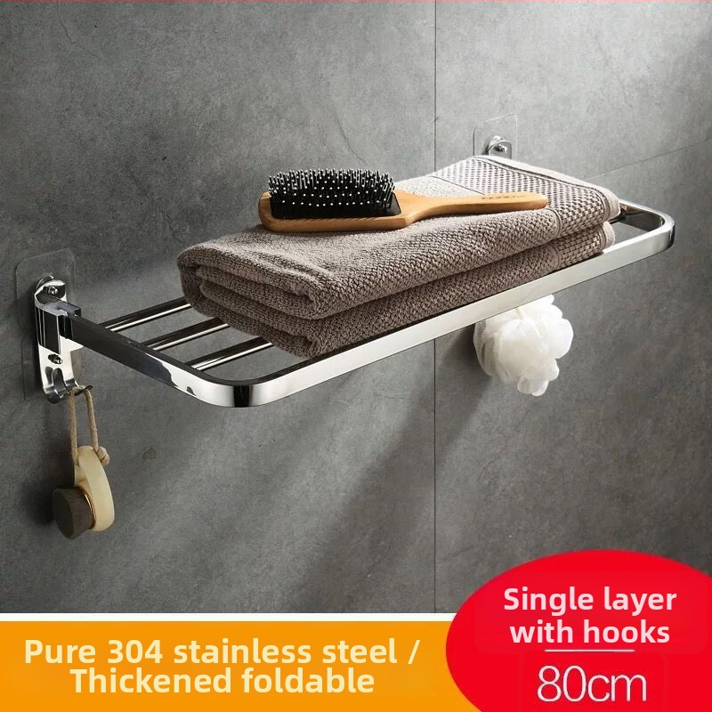 Vienslāņu dvieļu plaukts vannas istabai, nerūsējošais tērauds 304, sienas piestiprināšana, bez urbuma