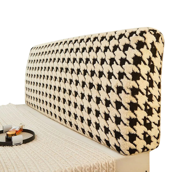 Калъф за таблата на леглото с хаундстоут модел, прахозащитен и универсален (млечен кадиф/плюш, скандинавски стил)