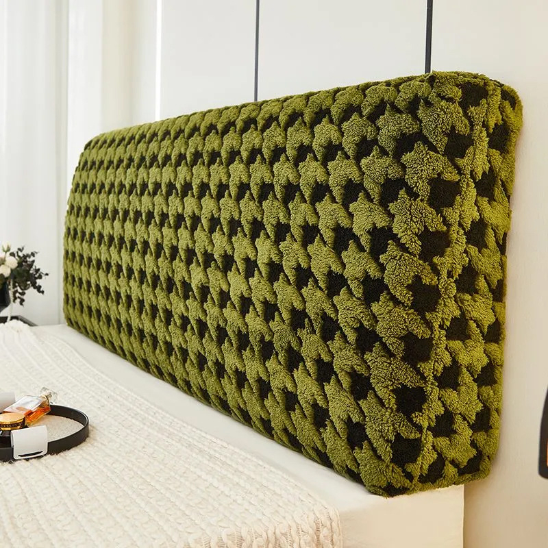 Калъф за таблата на леглото с хаундстоут модел, прахозащитен и универсален (млечен кадиф/плюш, скандинавски стил)