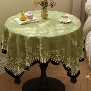 Kör alakú asztalterítő virágos mintával, vízálló PVC anyagból, középkori stílus