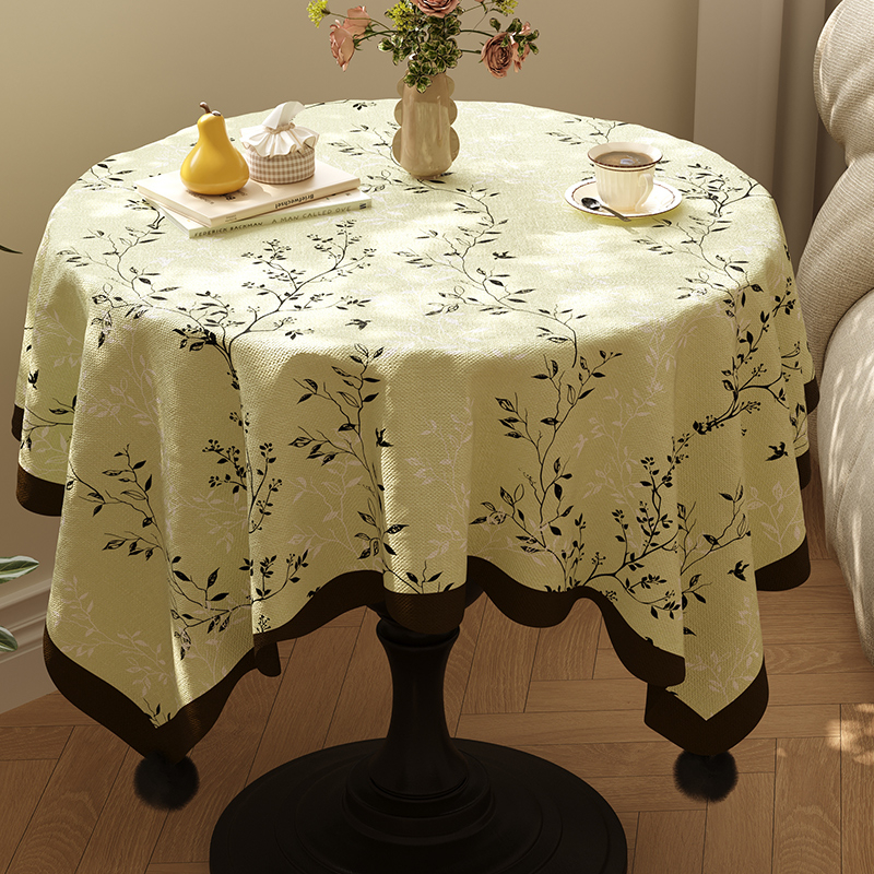 Kör alakú asztalterítő virágos mintával, vízálló PVC anyagból, középkori stílus