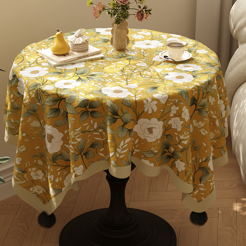 Kör alakú asztalterítő virágos mintával, vízálló PVC anyagból, középkori stílus