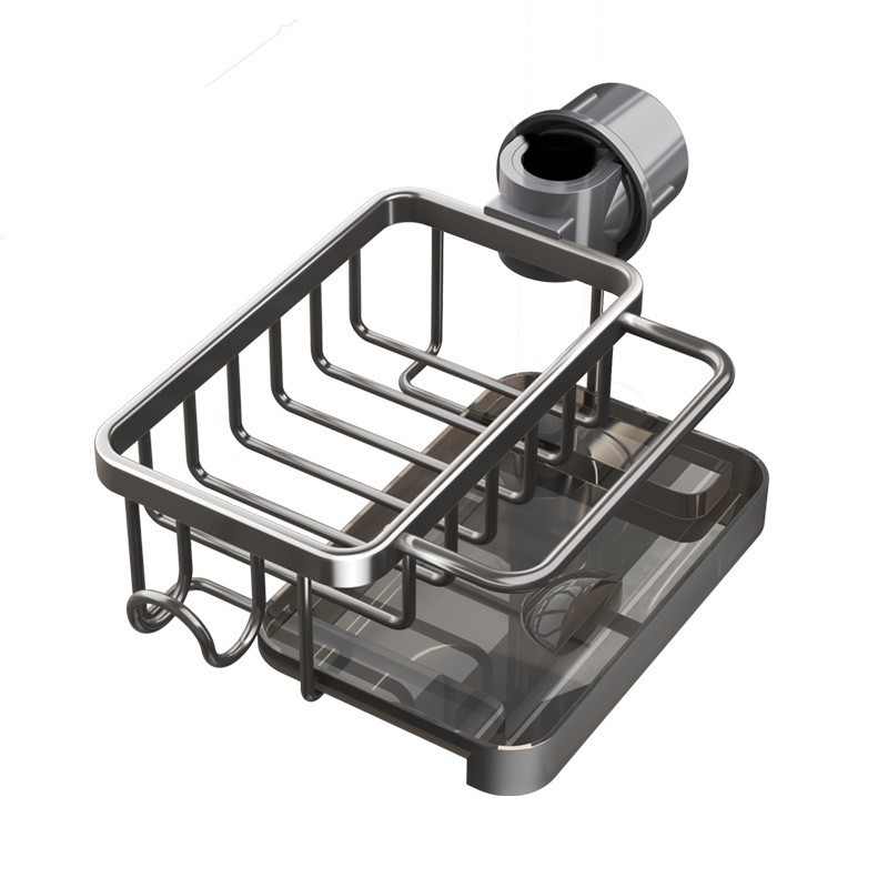 Držač za kuhinjski slavinu i držač za spužvu s držačem ručnika, materijal Space Aluminum, montaža kukom, 1 sloj, za kuhinjsku i kupaonsku pohranu, zaštita od prašine i vlage