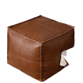 Табуретка за съхранение от кожа, квадратна форма, модерен стил, многофункционална