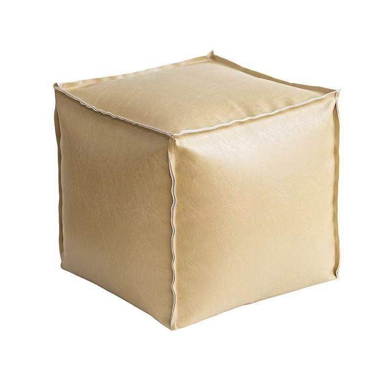 Табуретка за съхранение от кожа, квадратна форма, модерен стил, многофункционална