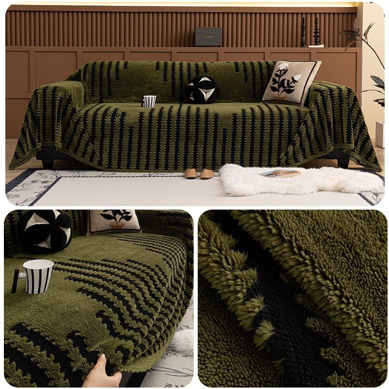 Зимно плюшено покривало за диван с модел Хаундстоту - еднослойно пълно покритие, универсално пасване, минималистичен стил