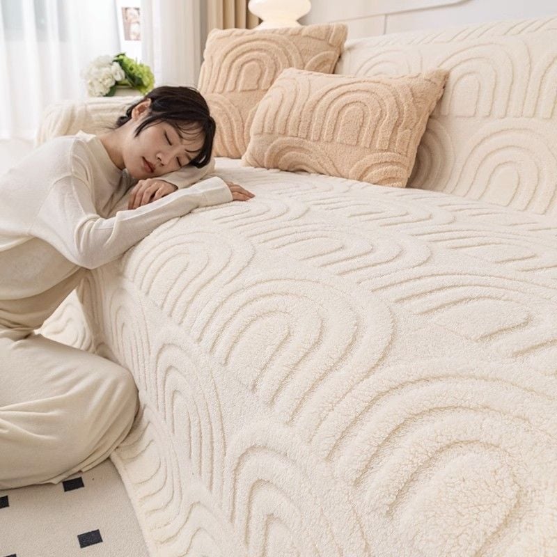 Kanapévédő huzat - csúszásmentes, teljes fedés, egész évben, poliészter, geometriai mintázat, kombinált kanapéra