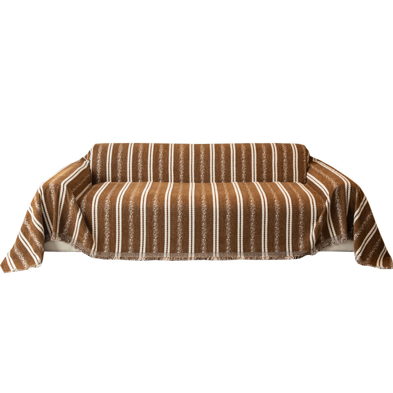Chenille navlaka za kutnu sofu – Mid-Century stil, prugasti uzorak, minimalistički, prilagodljiva