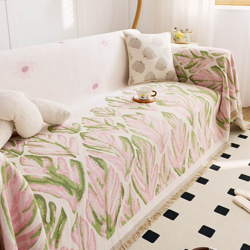 Navlaka za kauč - Chenille, za trosjedni kauč, jednobojni ili floralni uzorak, stil Ins