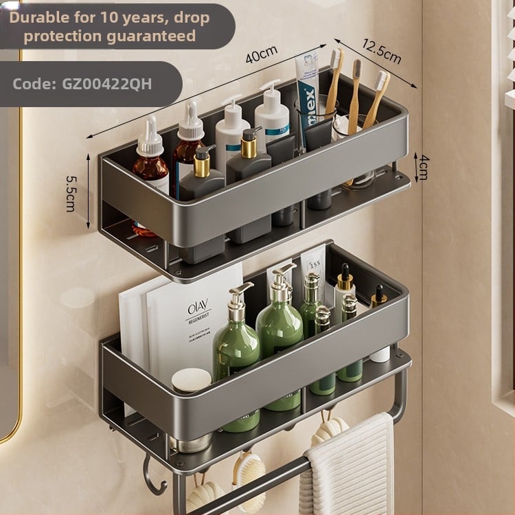 Stalak za kupaonicu i kuhinju od aluminijske legure, završna plastifikacija sprejom, na zid, s jednim ili dvostrukim slojem, nosivost 30-50 kg