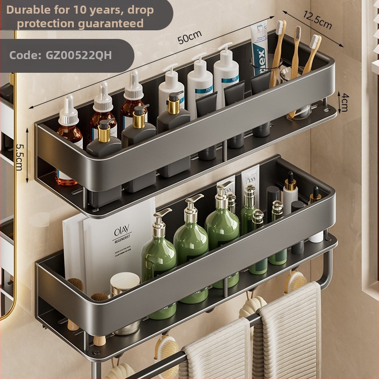 Stalak za kupaonicu i kuhinju od aluminijske legure, završna plastifikacija sprejom, na zid, s jednim ili dvostrukim slojem, nosivost 30-50 kg