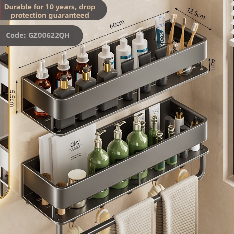 Stalak za kupaonicu i kuhinju od aluminijske legure, završna plastifikacija sprejom, na zid, s jednim ili dvostrukim slojem, nosivost 30-50 kg