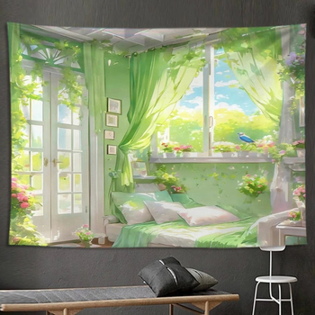 Плюшена гоблена с пейзажен мотив, модерен минималистичен стил, 81-90% полиестер, за дневна и спалня