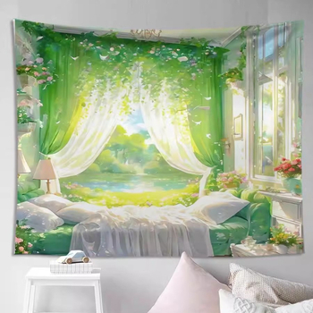 Плюшена гоблена с пейзажен мотив, модерен минималистичен стил, 81-90% полиестер, за дневна и спалня