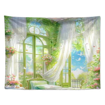 Плюшена гоблена с пейзажен мотив, модерен минималистичен стил, 81-90% полиестер, за дневна и спалня