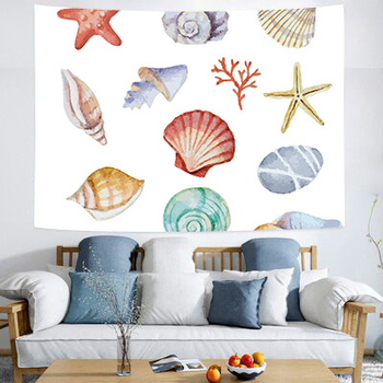 Гоблен за стена с морски мотиви в медитерански стил, полиестер, цифров термален трансфер, правоъгълна форма