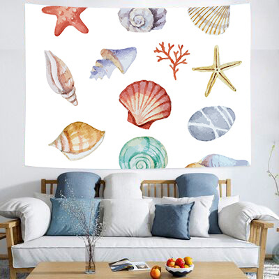 Гоблен за стена с морски мотиви в медитерански стил, полиестер, цифров термален трансфер, правоъгълна форма