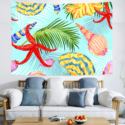 Гоблен за стена с морски мотиви в медитерански стил, полиестер, цифров термален трансфер, правоъгълна форма