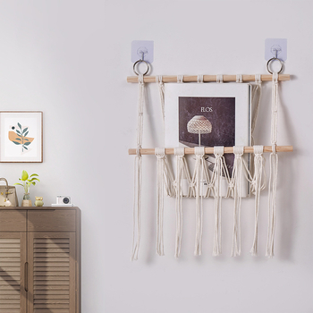 Raft de depozitare împletat din sfoară de bumbac, tapiserie lucrată manual, dreptunghiular, stil modern minimalist