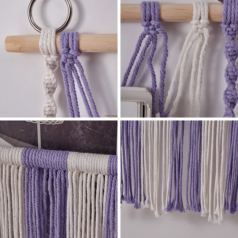 Raft de depozitare împletat din sfoară de bumbac, tapiserie lucrată manual, dreptunghiular, stil modern minimalist