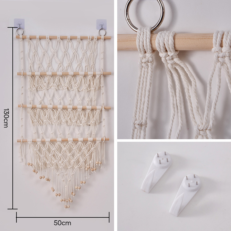 Raft de depozitare împletat din sfoară de bumbac, tapiserie lucrată manual, dreptunghiular, stil modern minimalist