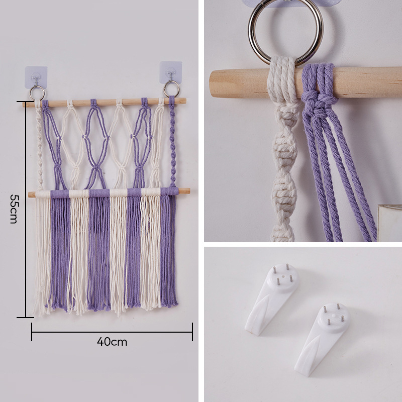 Raft de depozitare împletat din sfoară de bumbac, tapiserie lucrată manual, dreptunghiular, stil modern minimalist