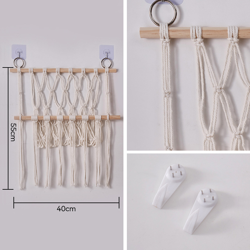 Raft de depozitare împletat din sfoară de bumbac, tapiserie lucrată manual, dreptunghiular, stil modern minimalist