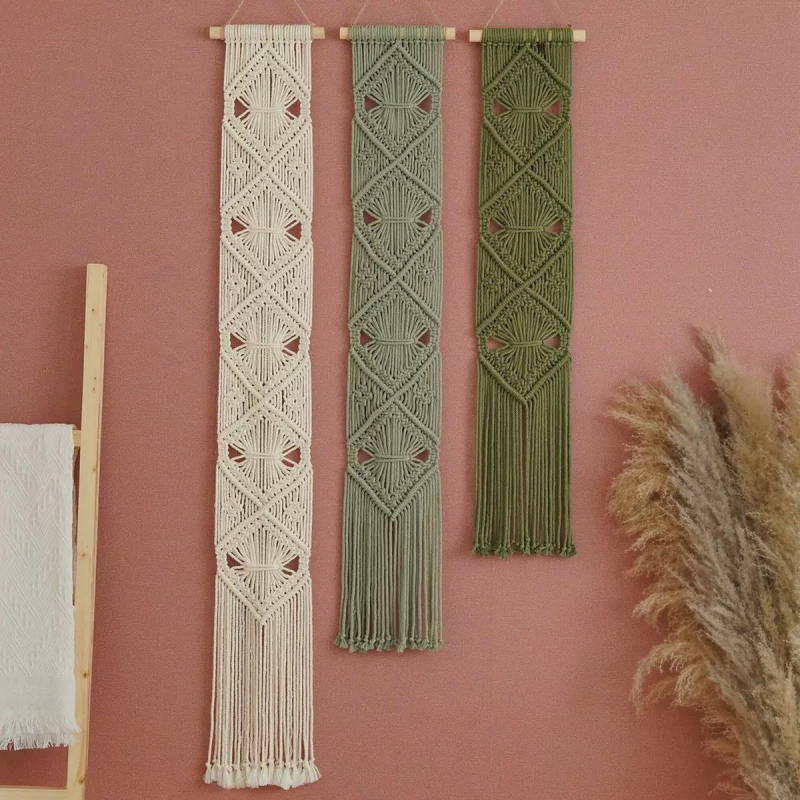 Nordijski ručno tkan goblen zidni ukras, boemski stil, 100% pamuk, pravokutni, jednobojni, za dnevni boravak, spavaću sobu, radnu sobu, blagovaonu, balkon i dječju sobu