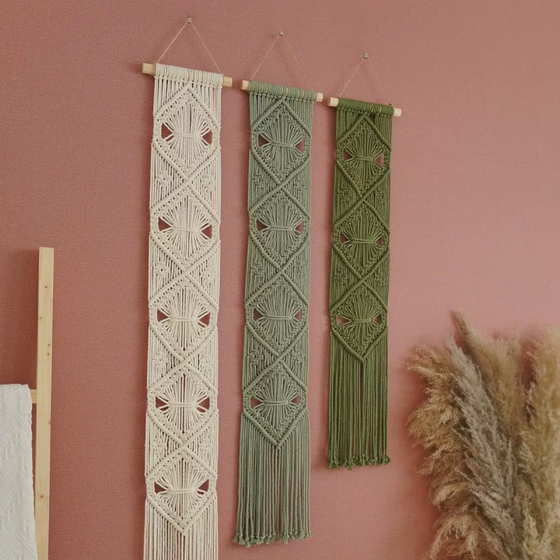 Nordijski ručno tkan goblen zidni ukras, boemski stil, 100% pamuk, pravokutni, jednobojni, za dnevni boravak, spavaću sobu, radnu sobu, blagovaonu, balkon i dječju sobu
