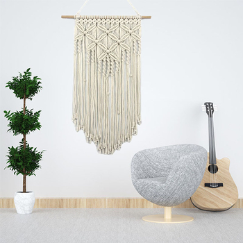 Ръчно тъкан гоблен от памук, бохемски стил, ресни, четирилистна детелина, стенен декор