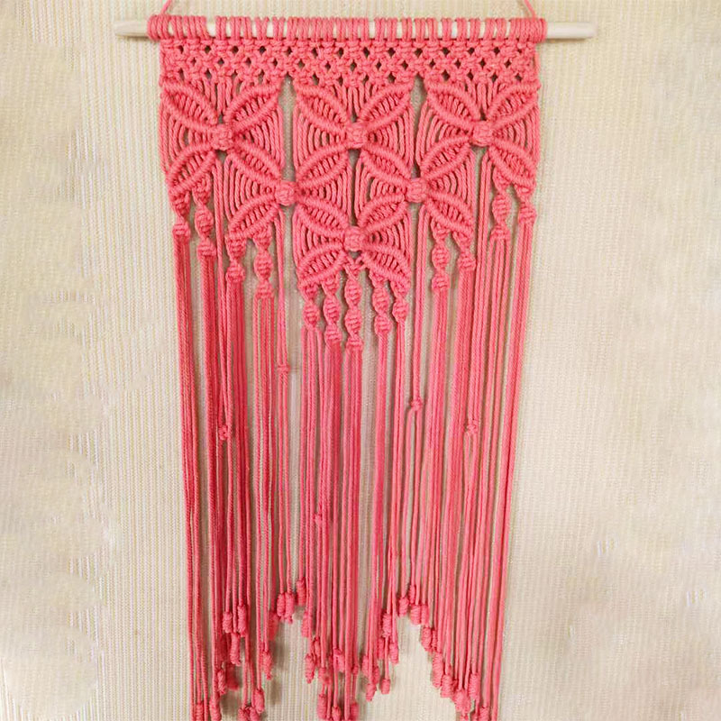 Ръчно тъкан гоблен от памук, бохемски стил, ресни, четирилистна детелина, стенен декор