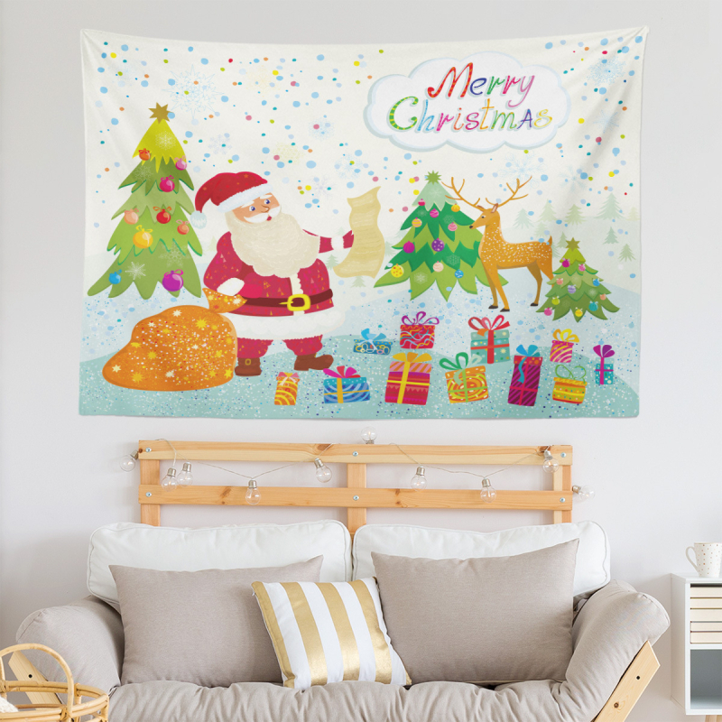 Коледен гоблен за фон на предаване на живо, полиестер, правоъгълен формат, скандинавски стил, дигитален термален трансфер, персонализиран